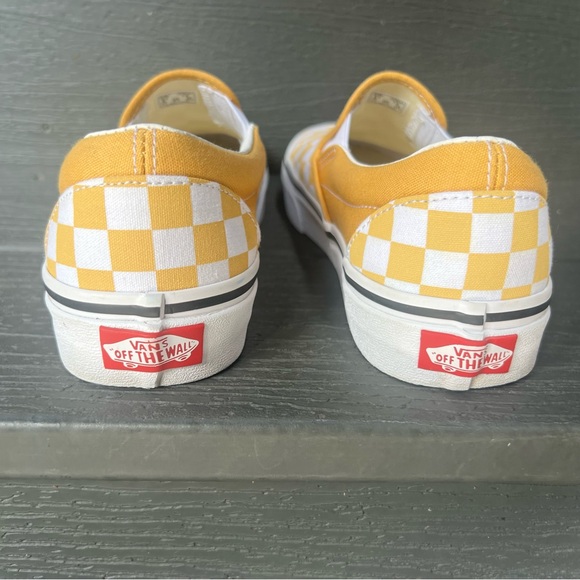 VANS YELLOW CHECKERBOARD SLIP ON SNEAKERS SIZE WOMAN 7 MEN 5.5 - Picture 4 of 10